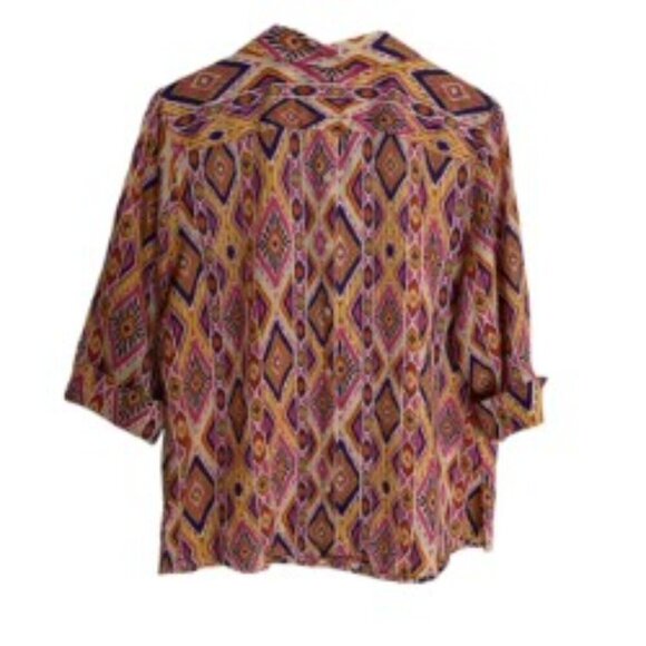 Chico's Multi Colored Linen Button Up Top 12 - Picture 3 of 5